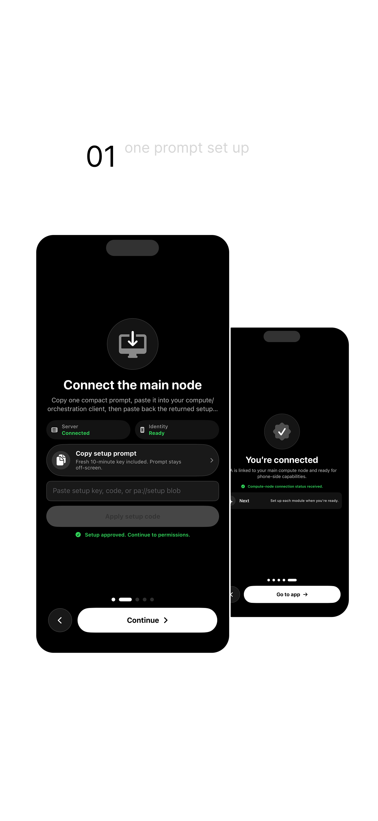 PA one-prompt setup flow